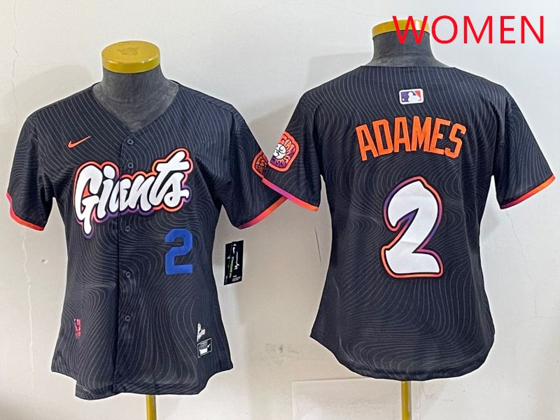 Women San Francisco Giants #2 Adames Black Joint Name Nike 2025 MLB Jersey style 4